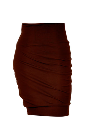 Jupe moulante à effet plissé avec bande taille marsala