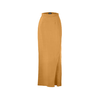 Jupe “portefeuille” longue et légèrement évasée ambre