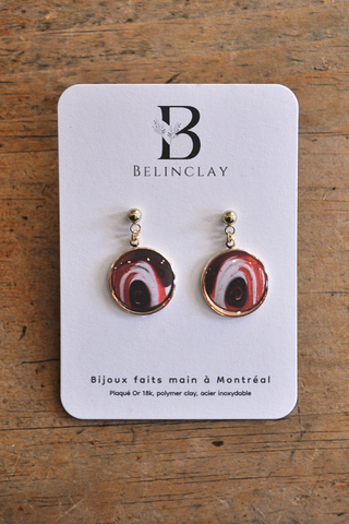 BOUCLES D'OREILLES GOUTTE RONDE MARBRÉ