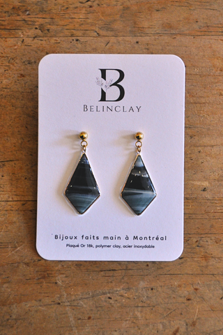 BOUCLES D'OREILLES LOSANGE MARBRÉ