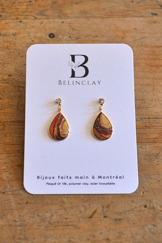 BOUCLES D'OREILLES MINI GOUTTE MARBRÉ