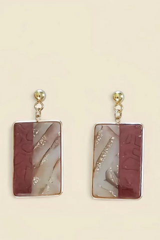 BOUCLES D'OREILLES RECTANGLES TERRE ET NACRE