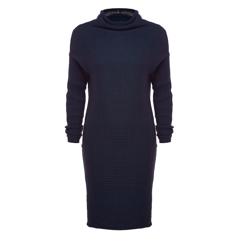 Robe fourreau avec encolure haute marine
