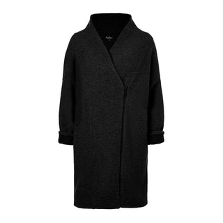Manteau ample asymétrique avec encolure montante droite noir