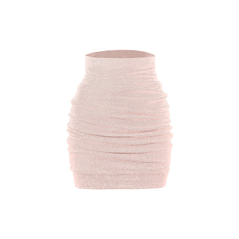 Jupe moulante avec large bande de taille haute à effet plissé rose