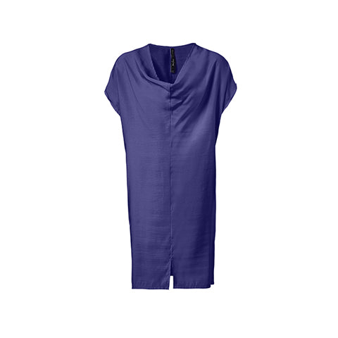 Robe tunique ample à encolure drapée bleu minuit
