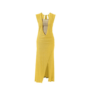 Robe longue avec camisole jaune