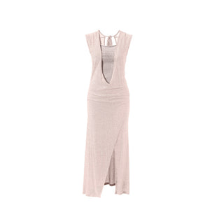 Robe longue avec camisole rose