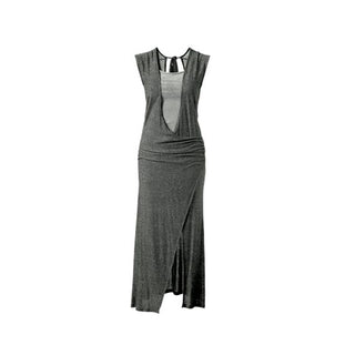 Robe longue avec camisole vert de gris