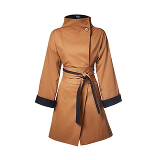 Manteau à encolure montante caramel 
