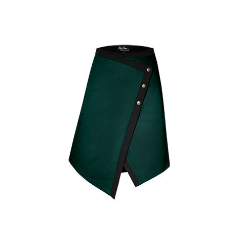 Jupe portefeuille asymétrique verte et noir 