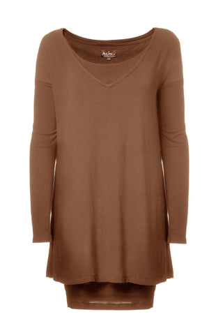 Robe tunique à deux épaisseurs muscade